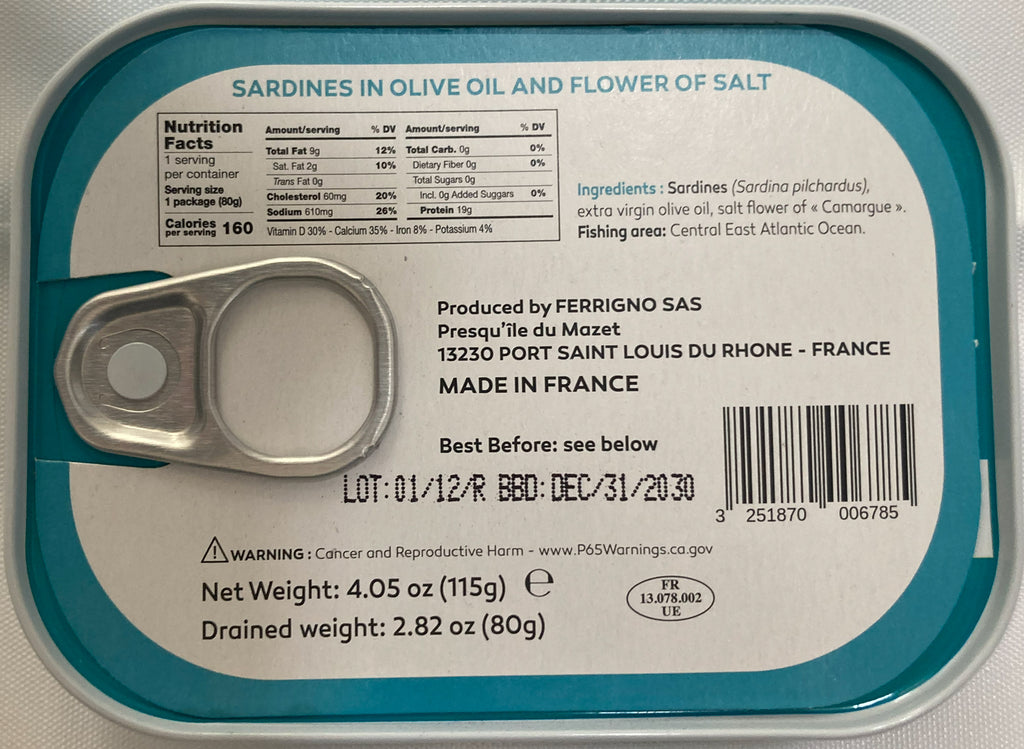Ferrigno Sardines with Olive Oil and Fleur de Sel