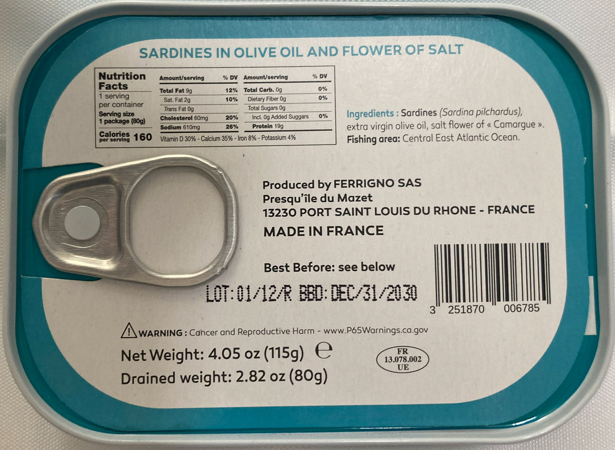 Ferrigno Sardines with Olive Oil and Fleur de Sel